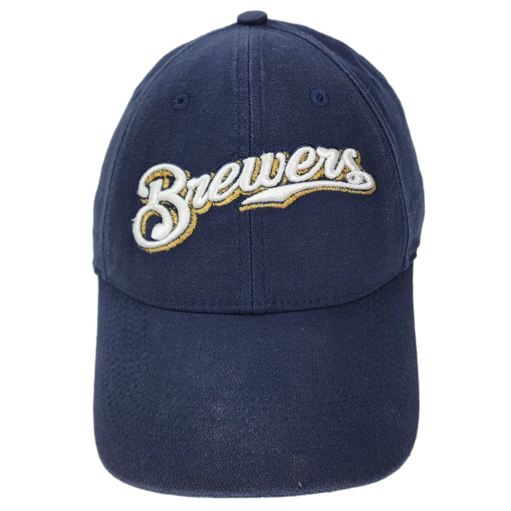 Nike‎ Milwaukee Brewers Legacy91 Hat MLB Baseball Cap OSFA Navy Blue Gold Swoosh